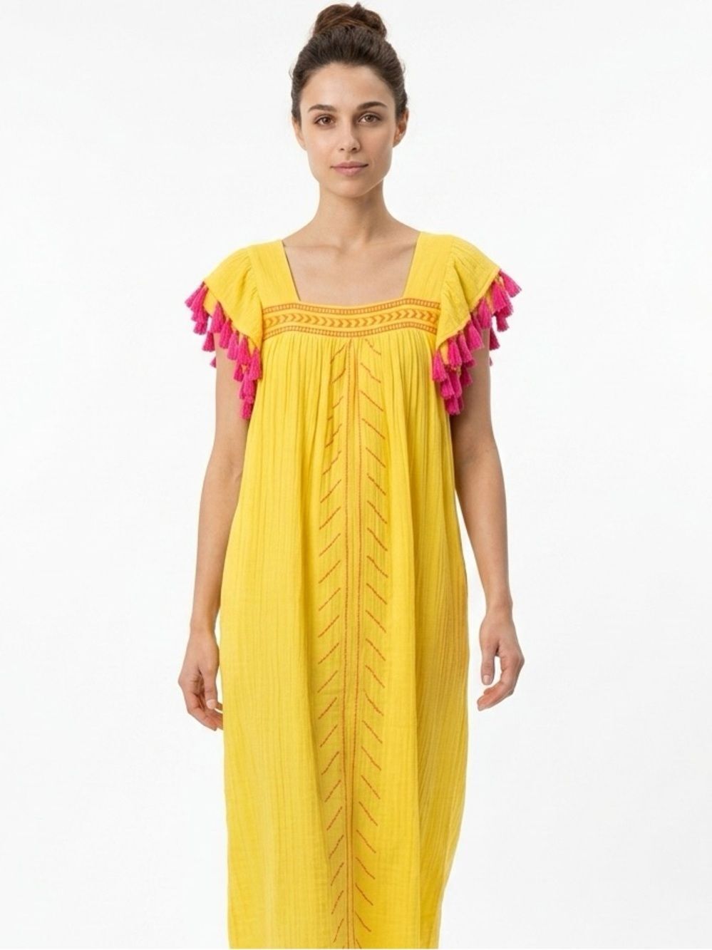 MER ST. BARTH | NEW Sandrine Dandelion Yellow Midi Dress Women’s Size Large